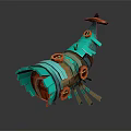 Whimsical Cartoon Building With Turquoise Spiral Structure And Orange Circular Decorations