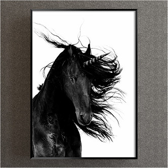 Modern Animal Painting Simple Black and White Study Animal Horse Decorative Painting 3d model