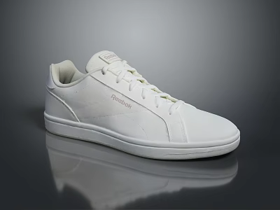 White Reebok Low Top Sneakers With Clean Simple Casual Footwear Design 3d model