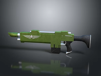 Green Gun With Wing Emblem Black Grip And Metal Parts Design 3d model