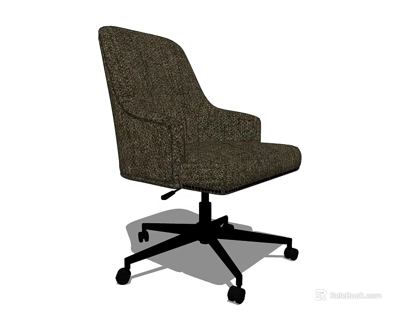 Comfortable Fabric Office Chair With Armrests And Five Star Caster Base 3d model