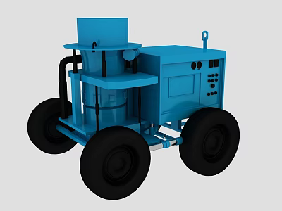 Blue Utility Vehicle With Large Wheels Equipment And Control Panel 3d model