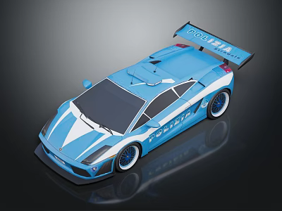 Blue Race Car With Sleek Aerodynamic Design Rear Wing And Shiny Surface 3d model