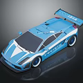 Blue Race Car With Sleek Aerodynamic Design Rear Wing And Shiny Surface