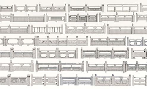 New Chinese Guardrail Stone Railing 3d model