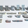 Diverse Modern Office Buildings With Various Architectural Designs And