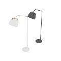 Modern Black And White Floor Lamp With Wooden Accent And Adjustable Shade