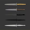 Sharp Knives With Various Colored Handles And Metallic Blades On 3d model