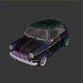 Classic Black Small Vintage Car With Round Headlights Grille And Shiny Exterior