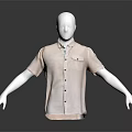 Light Colored Shirt On White Mannequin With Buttons And Pocket Against Dark Background And Reflection