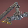 Industrial Mechanical Arm Featuring Metal Frame Hydraulic Joints And Warning Stripes