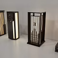 Illuminated Outdoor Lanterns With Wooden Frames And Carved Patterns In Various Decorative Styles