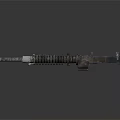 Detailed 3D Model Weapon With Black Silver Metal Spring Mechanism Reflective Surface And Gray Background