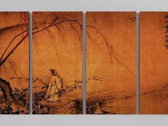 New Chinese Hanging Painting, Landscape, Character, Mood 3d model