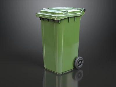 Public Facility Outdoor Green Trash Bin With Wheels For Waste Management 3d model
