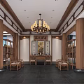 Traditional Chinese Style Living Room Interior Design With Solid Wood Furniture And Classic Art Decorations