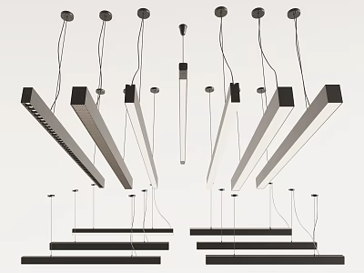 Modern Linear Pendant Lights With Sleek Design And Various Hanging Styles 3d model