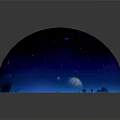 Starry Cosmic Space Background With Blue Nebula And Purple Rings Around Planets