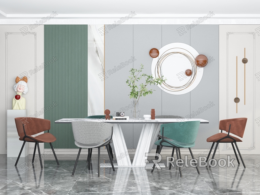 Modern Dining Table and Chair Combination model