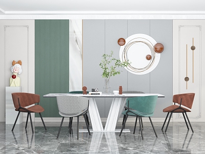 Modern Dining Table and Chair Combination 3d model