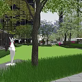 Residential Landscape With Lush Greenery Lawn Pavilion Pathways And Seating Areas