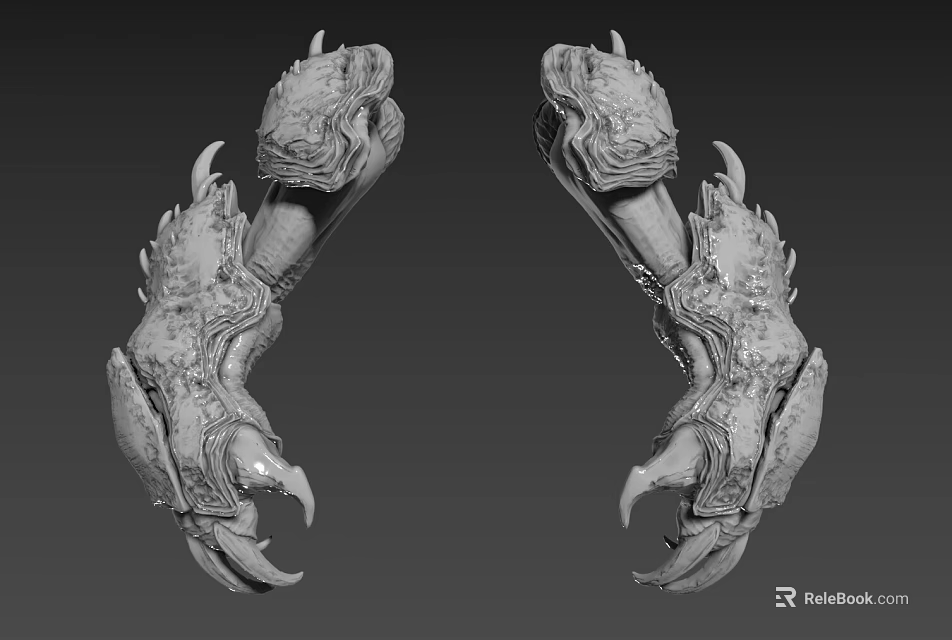 Intricate Fantasy Creature Claws 3D Model With Scales Spikes And Detailed Textures 3d model 