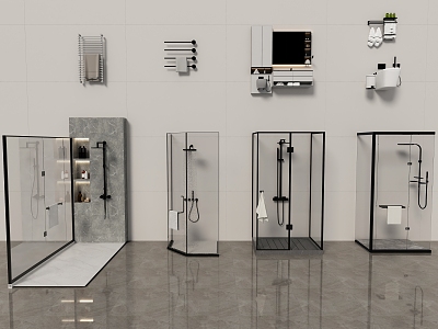 Modern shower partition shower room 3d model