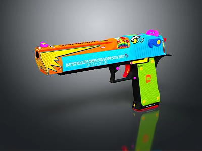 Colorful Water Gun With Bright Orange Blue Green And Cartoon Pattern For Kids 3d model