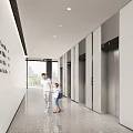 modern elevator hall 3d model