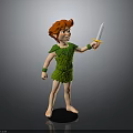 Red Haired Character In Green Leaf Outfit Holding Sword Standing On Black Base