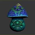 Decorative Vegetable Mushroom With Vibrant Colorful Patterned Cap And Unique Face Design Base