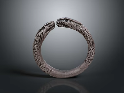 Artistic Snake Inspired Bracelet With Two Facing Heads And Intricate Scaled Pattern 3d model