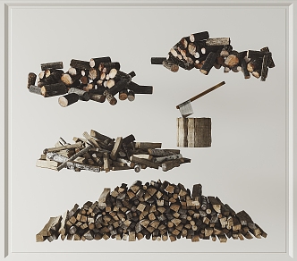 modern wood pile 3d model