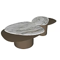 Elegant Modern Coffee Table With White Marble Top And Gold Metal Base