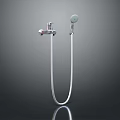 Chrome Shower Hardware Set With Modern Handheld Shower Head Faucet Valve And Flexible Hose