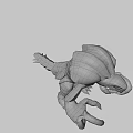 Game Movie Monster Character With Armored Head And Glowing Yellow Eyes Striped Body