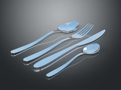 Stainless Steel Cutlery Set Including Spoon Fork Knife And Small Spoon 3d model