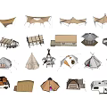 Various Types of Camping Tents Including Canvas and Dome Styles for Outdoor Adventures