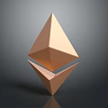 Detailed Golden Ethereum Logo 3D Rendering With Shiny Surface And Dark Background