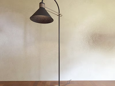 Minimalist Floor Lamp With Black Shade And Metal Stand For Living Room Interior 3d model