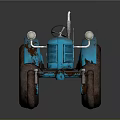 Vintage Blue Tractor With Rusty Wheels And Classic Retro Design 3d model
