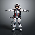 White And Red Protective Suit With Helmet Goggles Backpack And Ice Axe