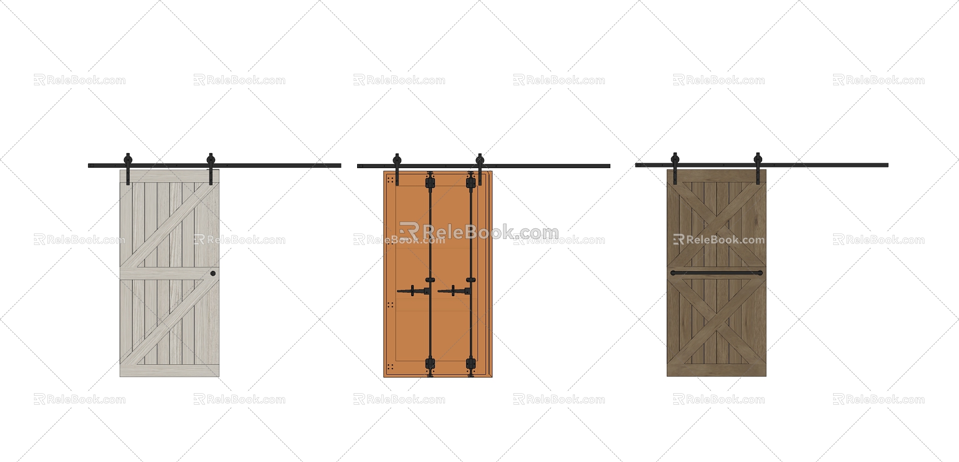 Industrial LOFT Barn Door Wooden Barn Door Hanging Rail Door Slide Rail Door 3d model