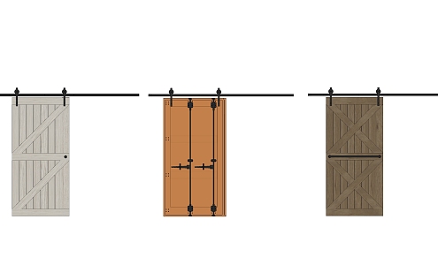 Industrial LOFT Barn Door Wooden Barn Door Hanging Rail Door Slide Rail Door 3d model