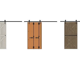 Industrial LOFT Barn Door Wooden Barn Door Hanging Rail Door Slide Rail Door 3d model