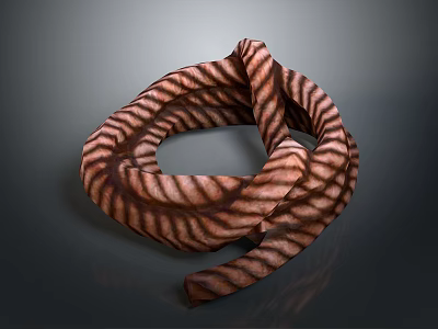 Soft Material Woven Striped Brown And White Coiled Household Accessory For Home Decor 3d model