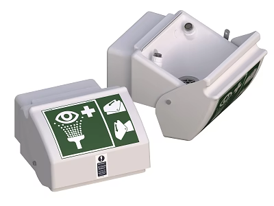 Emergency Eyewash Station Medical Device With Eye And Hand Wash Icons 3d model