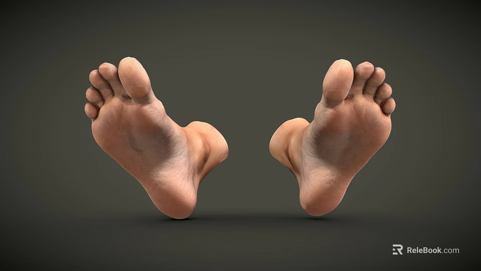 Realistic 3D Model of Man's Feet in Close Up View With Dark Background 3d model 