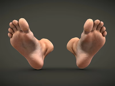 Realistic 3D Model of Man's Feet in Close Up View With Dark Background 3d model