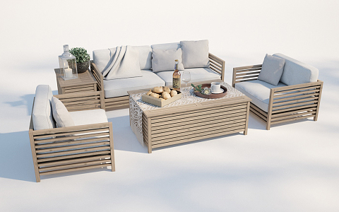 Modern outdoor sofa outdoor sofa coffee table combination 3d model